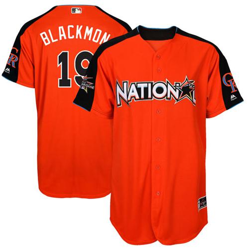 Rockies #19 Charlie Blackmon Orange All-Star National League Stitched Youth MLB Jersey - Click Image to Close